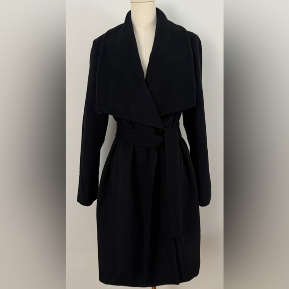Cole Haan Women's Signature Wool Blend Wrap Coat Black Size 12 - Picture 4 of 16
